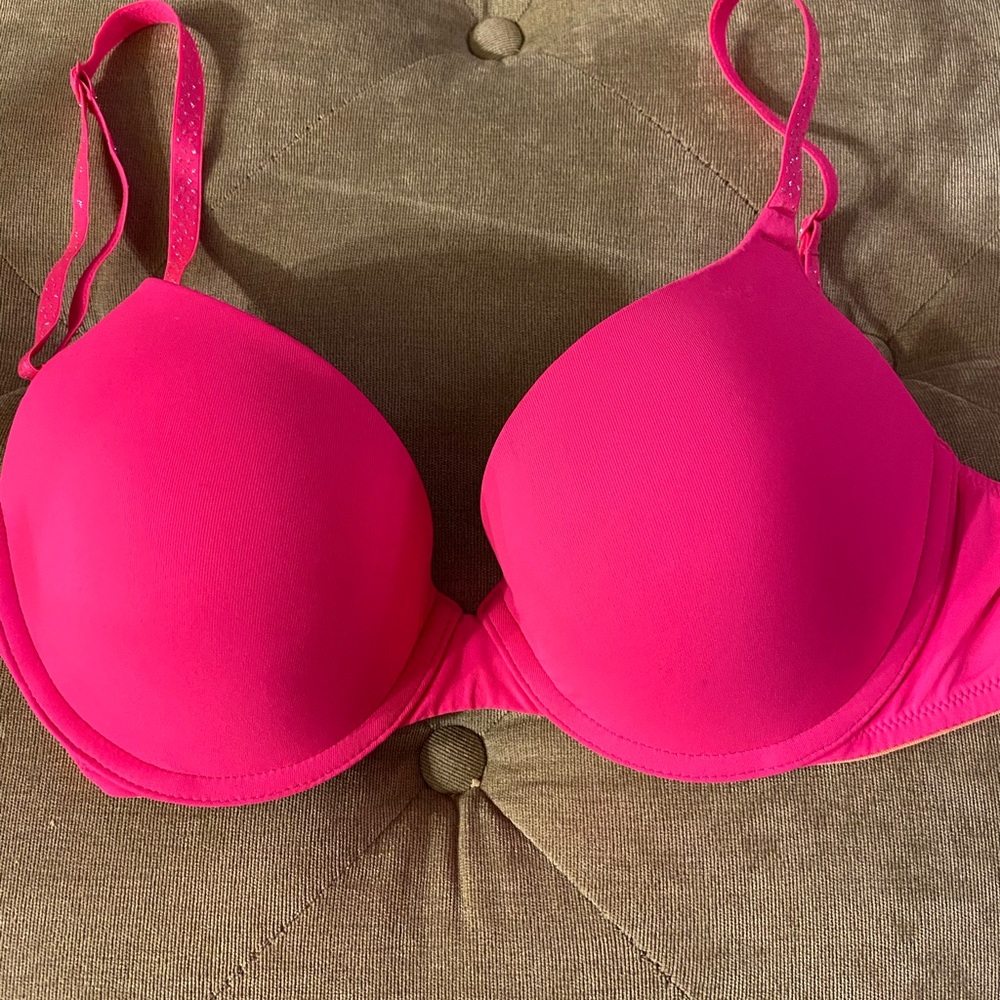 Pink, pink bra.